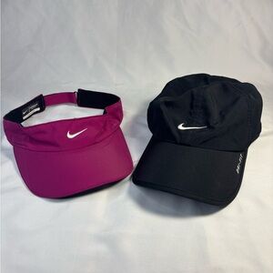 Women’s Nike Featherlight Dri-Fit 2 Hat Lot Black Purple Adjustable Swoosh Caps